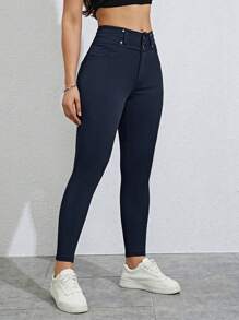 Rivivi Women's Classic Solid Color Fitted Pants, Casual And Versatile - Royal Blue - View 5