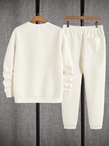 GENTILAND 男士素色衛衣和衛褲 - 杏色 - 查看 2