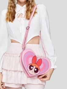The Powerpuff Girls | ROMWE 卡通图案心形设计新奇包，情人节 - 粉色 - 查看 4