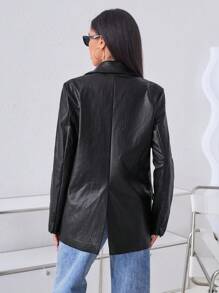 Aveloria Women's Faux Crocodile Skin Pattern Pu Suit Jacket