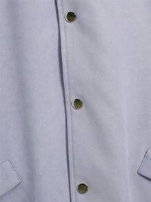 Manfinity Homme Loose Fit Men's Snap Button & Drawstring Hooded Coat Without Sweater - Baby Blue - View 3