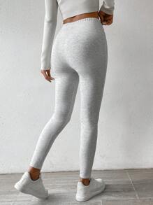 Chiquease White Women's Knotted Elastic Waist Thermal Lined Leggings - White - View 2