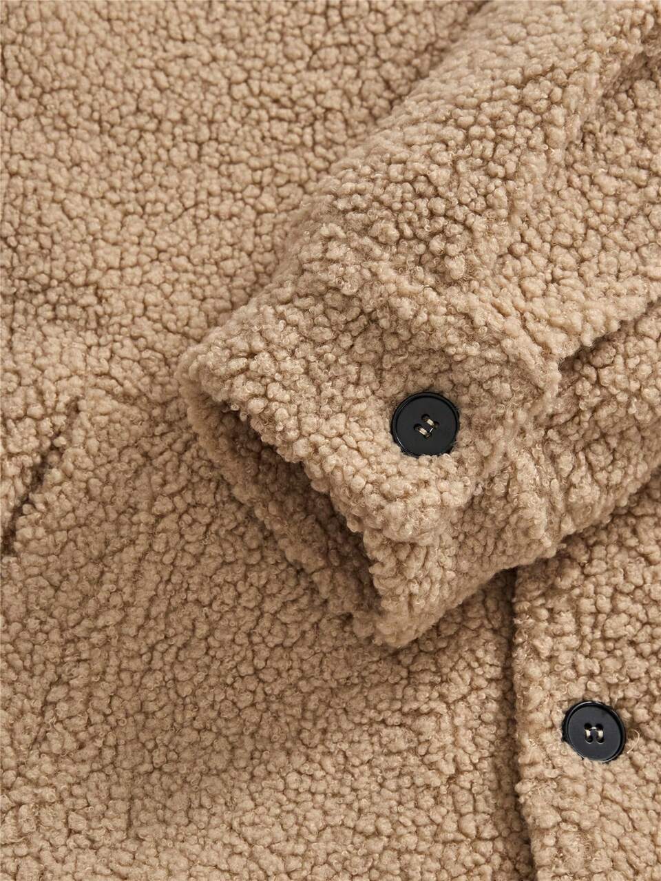 Loose Fit Men's Teddy Jacket Without Hoodie, Featuring Flap Detail And Drop Shoulder Design