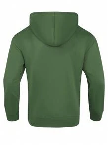 Manfinity Sport Corelite Jachetă sport cu glugă pentru bărbați, stil boyfriend, cu litere imprimate, topuri de antrenament, jachetă sport - Verde Armată - Vizualizare 2