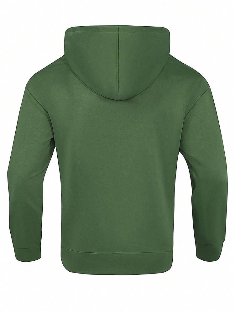Boyfriend Style Men's Hooded Sports Jacket With Printed Letters Workout Tops Sports Jacket
