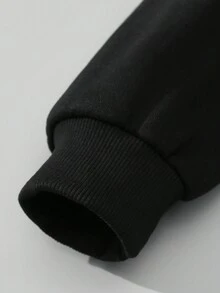 SHEIN EZwear Women's Cartoon Bear Printed Hoodie With Back Design - Black - View 3