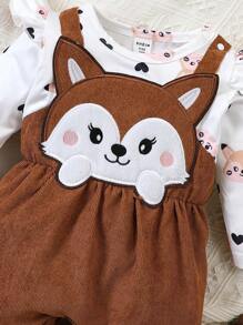 Baby Girl Cartoon Pattern Patchwork Jumpsuit