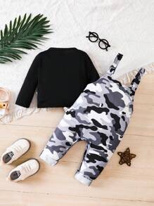 Em bé Con trai Ngụy trang In Quần yếm Bộ - màu đen - Xem 2