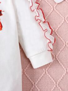 Baby Meisjes Liefelijk Geprint Elegant Jumpsuits Met Kant , Voor Herfst/Winter