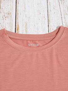 INAWLY Letter Printed Short Sleeve T-Shirt Graphic Tees Women Tops - Dusty Pink - View 4