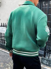 Manfinity LEGND Nam Lỏng lẻo phù hợp Áo khoác Với Mạng nhện Và Nhện In - màu xanh lá - Xem 2