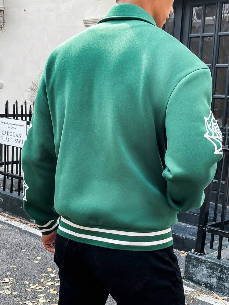 Men's Loose Fit Jacket With Spiderweb And Spider Print