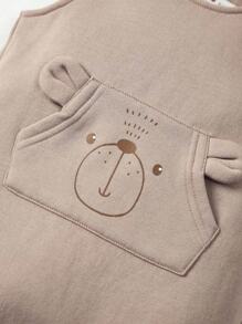 Cozy Pixies 寶寶男孩可愛熊圖案圓領上衣配帶子吊帶連身褲兩件套組