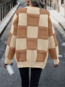 SHEIN Essnce 女士時尚顏色拼接方領套衫 - 彩色 - 查看 2