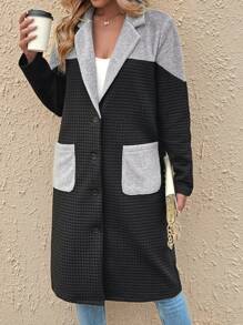 SHEIN LUNE Áo khoác khối màu - màu đen - Xem 5