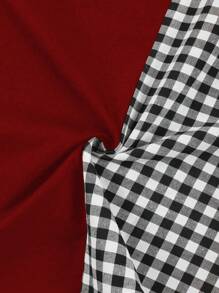 Women's Plus Size Checkered Dress - Burgundy - View 3