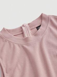 SHEIN MOD 女士純色寬腿連身褲 - 粉色 - 查看 4