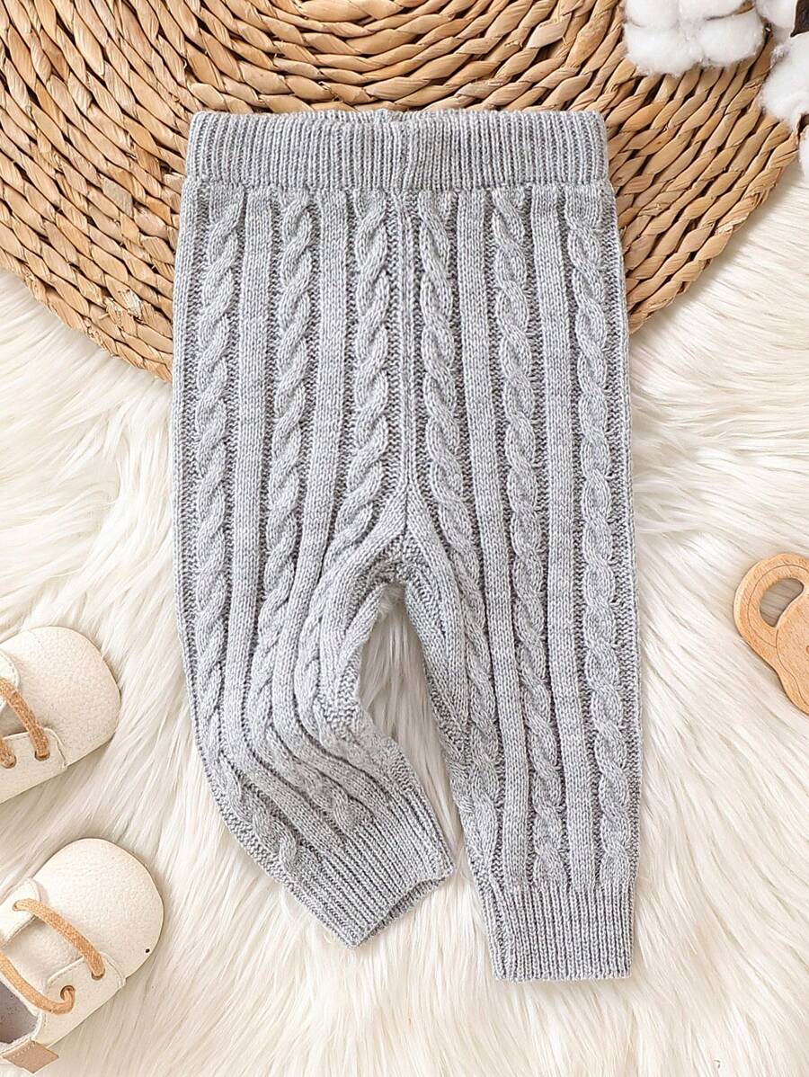 女嬰休閒簡約百搭毛衣褲 - 灰色 - 查看 1