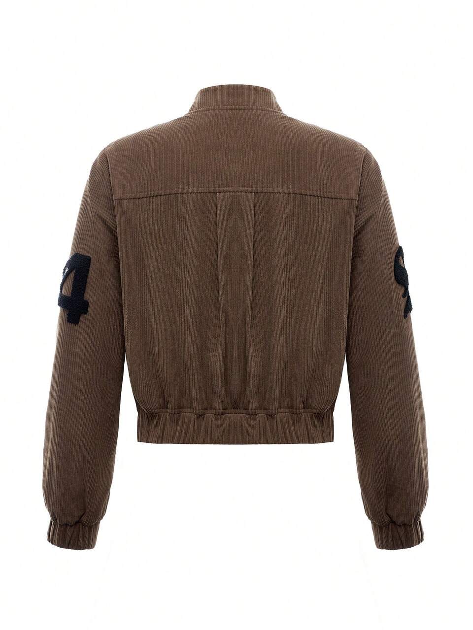 Zip Up Letter Flocking Bomber Jacket