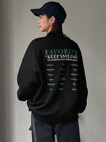 FRIFUL 女性印花後背開叉下垂肩毛衣 - 黑色 - 查看 4