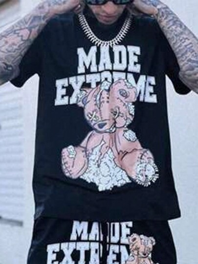 Camiseta De Hombre Con Estampado De Oso