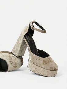 SheIn SXY Women's Chunky Heel High Heel Pumps - Gold - View 1