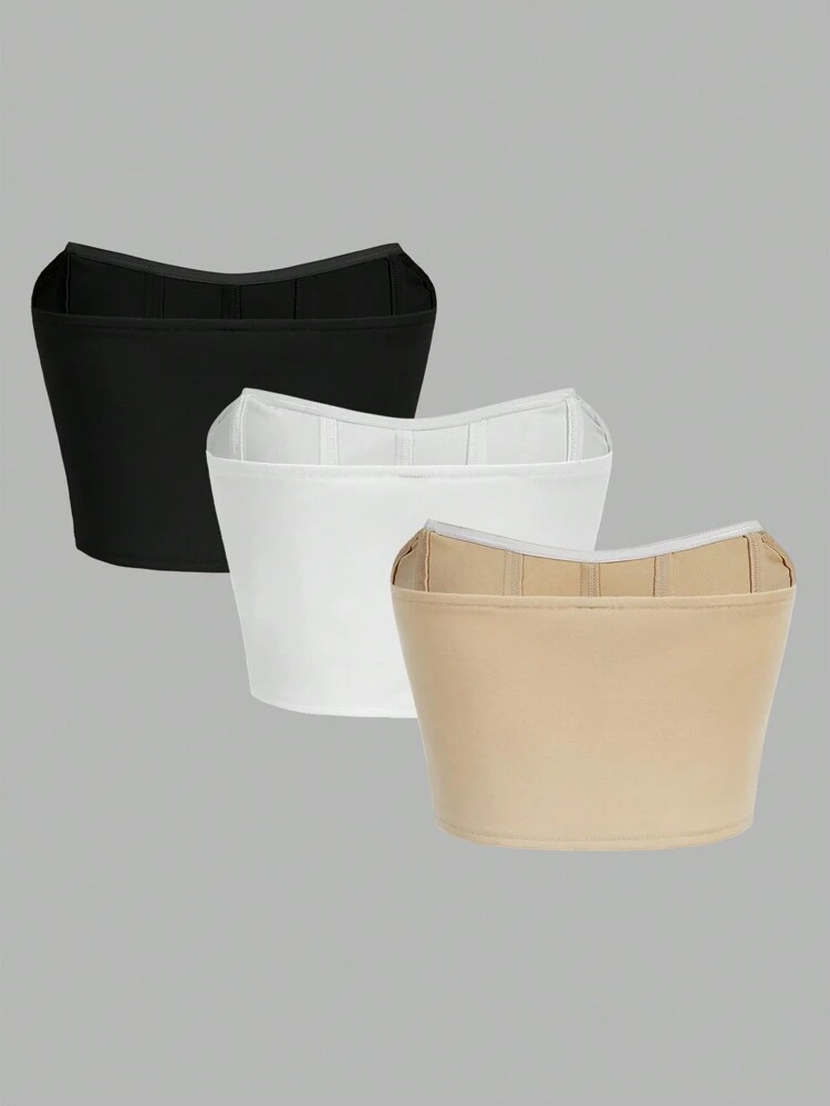 Ladies' 3pcs Strapless Crop Tops