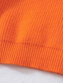 SHEIN 小女孩可愛甜美休閒加厚花刺繡毛衣 - 橘色 - 查看 3