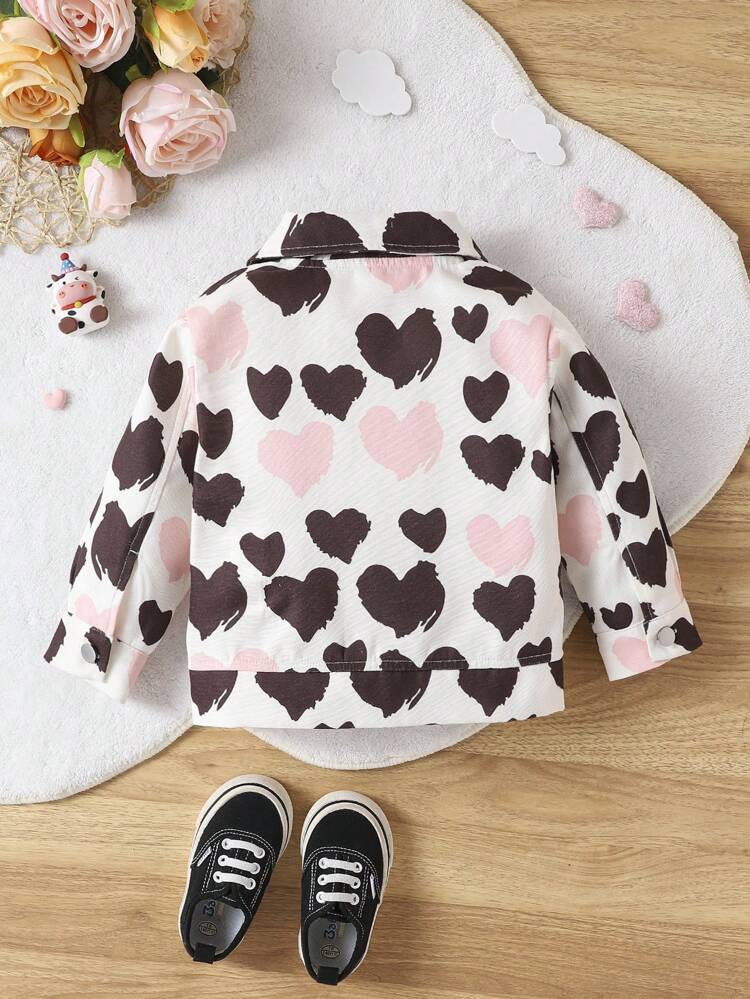 Baby Girls' Casual Jacket With Heart Print