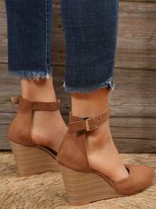 Giày sandal đế xuồng đế xuồng quai khóa màu nâu cho nữ - màu nâu - Xem 4