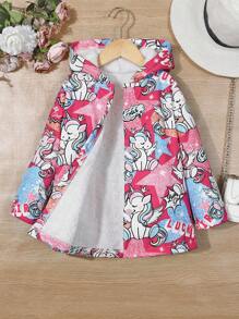 SHEIN 小女孩的獨角獸印花連帽夾克 - 米色 - 查看 1