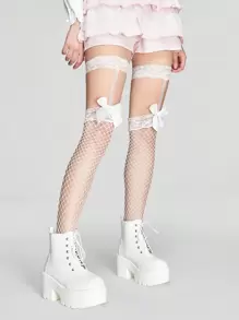 ROMWE Kawaii 女士及膝襪 - 白色 - 查看 4