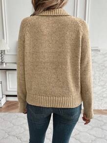 SHEIN LUNE Women's Raglan Sleeve Loose Casual Daily Sweater - Multicolor - View 2