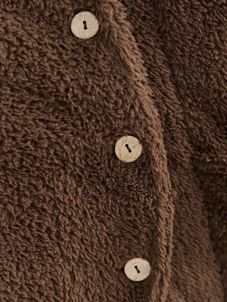 Asymmetrical Turn-Down Collar Plush Regular Fit Coat Fall Winter Cloth For Women