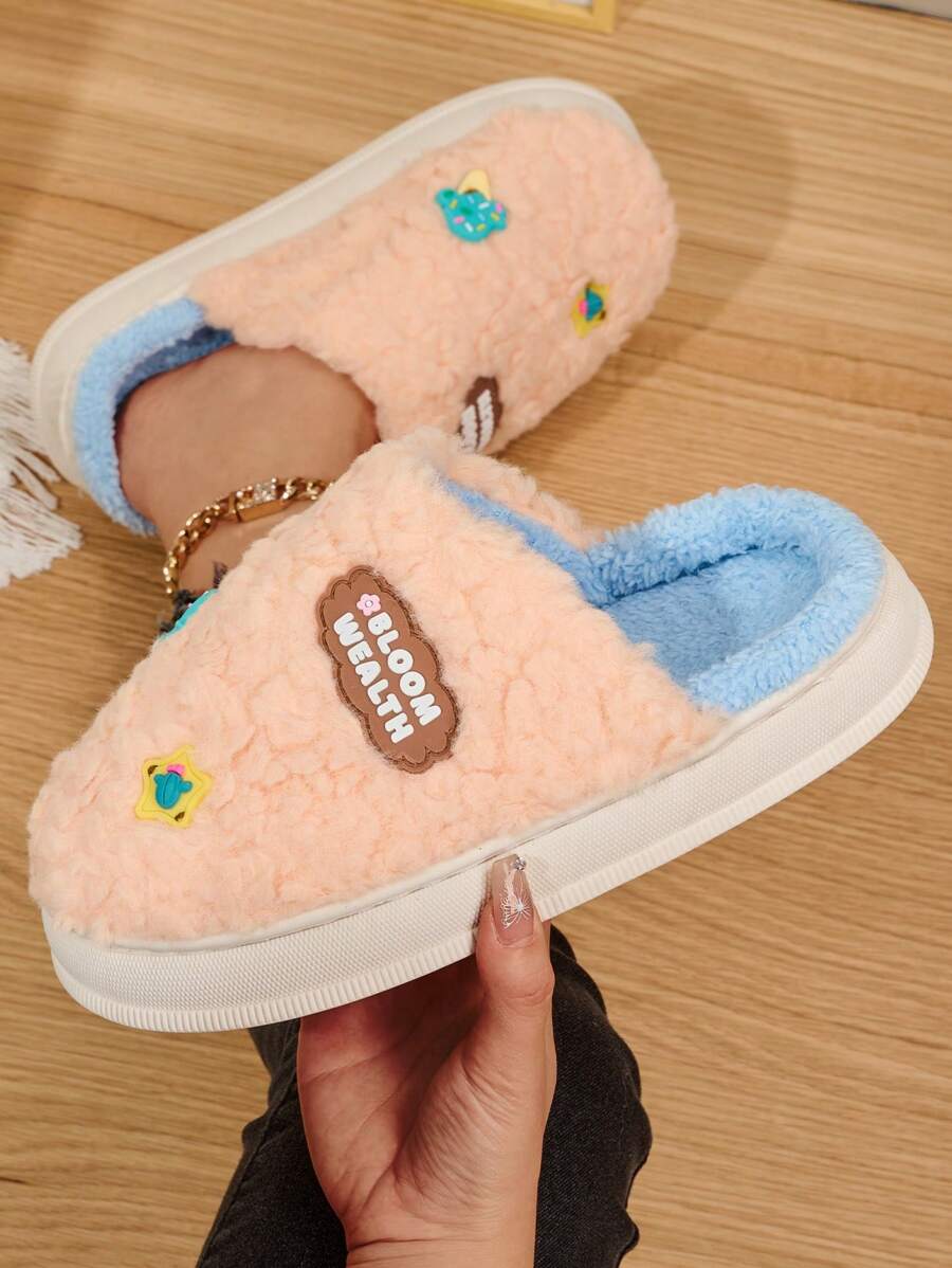Women's Warm And Comfortable Home Slippers In Pink And Blue - Pink - View 1