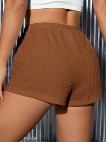 SHEIN PETITE 女式束腰短褲 - 棕色 - 查看 2