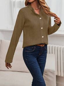SHEIN LUNE Cardigan À Épaules Tombantes De Couleur Unie