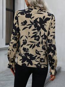 SHEIN Clasi 女式花卉印花荷葉邊袖子上衣 - 彩色 - 查看 2