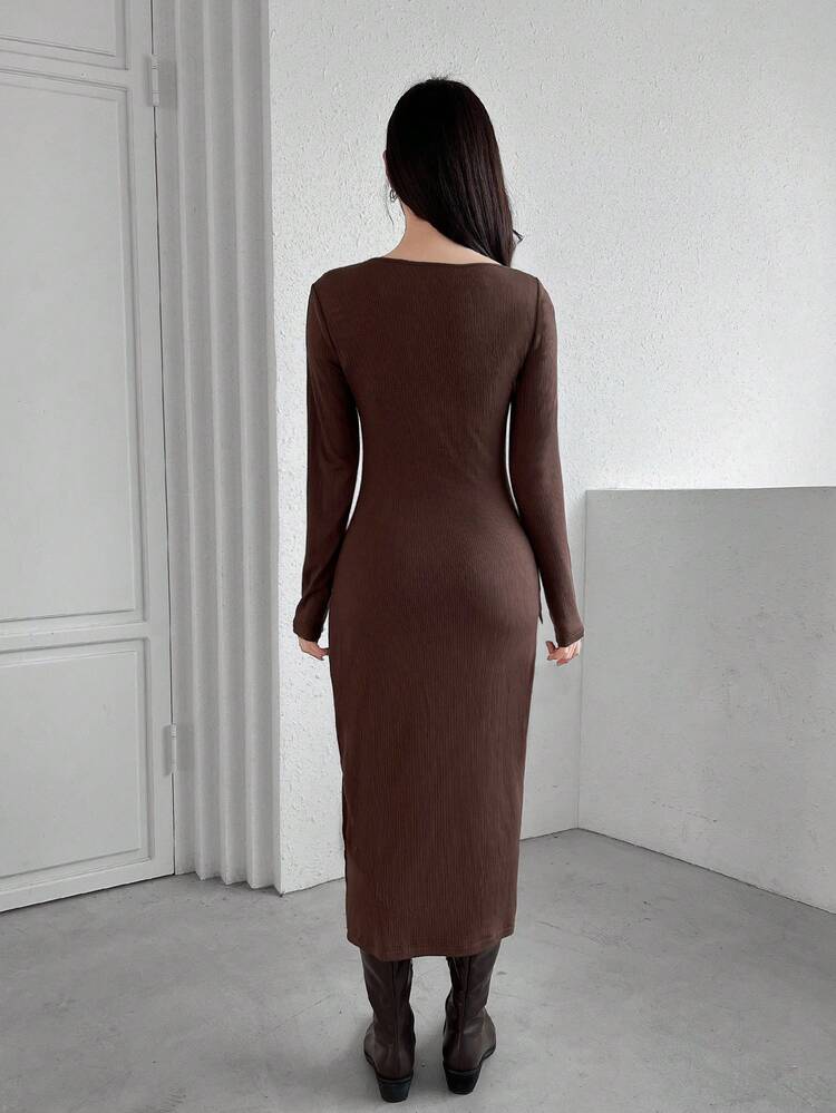 Women's Plain Hollow Out Slit Dress