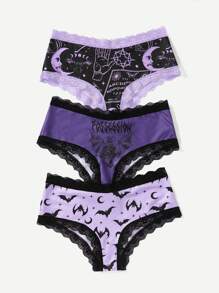 ROMWE Goth Women's Spliced Lace Triangle Panties - Multicolor - View 1
