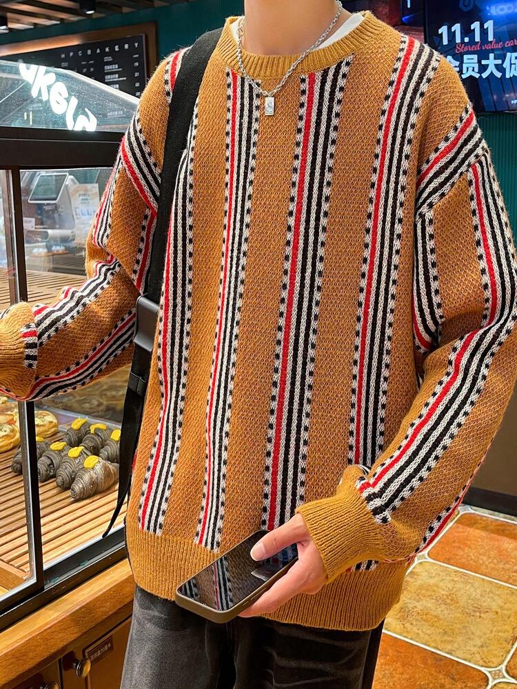 Men's Striped Drop Shoulder Sweater