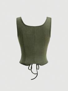 SHEIN MOD Ladies Strappy Tank Tops For Summer - Army Green - View 2