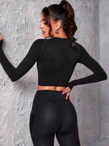 Easithlete 2Pcs Solid Twist Back Sports Tee Going Out Tops Gym Topworkout Tank Top - Black - View 1