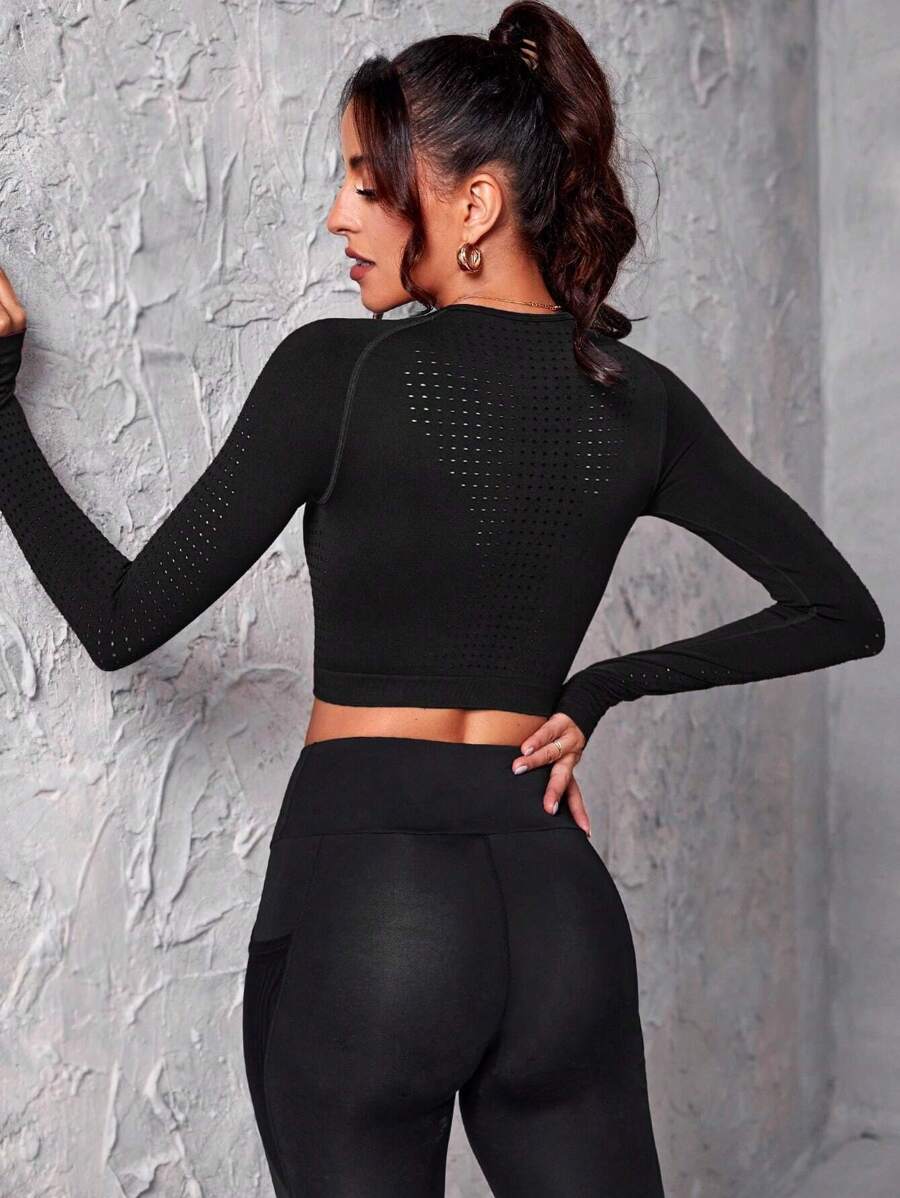 Easithlete 2Pcs Solid Twist Back Sports Tee Going Out Tops Gym Topworkout Tank Top - Black - View 1