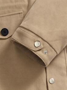 Manfinity Hypemode Loose Fit Men's Zipper Jacket With Flap Detail - Khaki - View 4