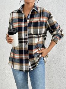 Chiquease 格紋貼袋長袖襯衫 - 彩色 - 查看 4