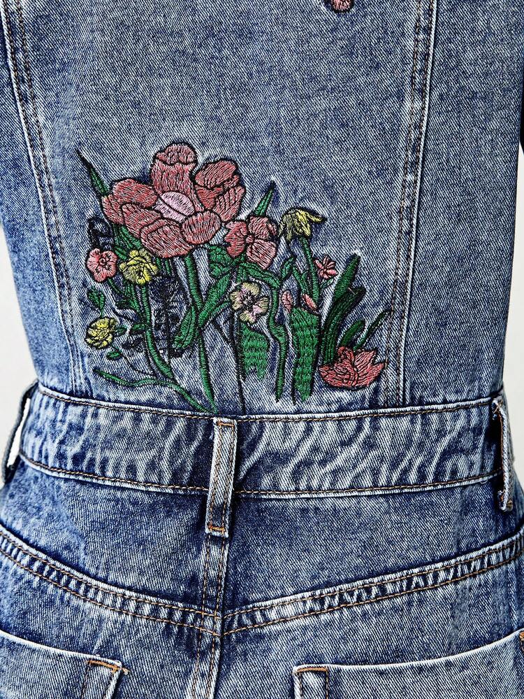 Women's Floral Embroidery Shirt Dress