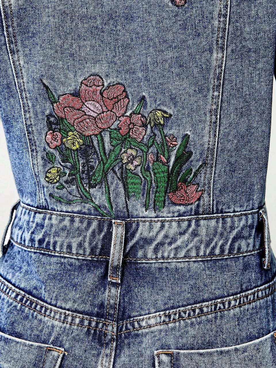 Women's Floral Embroidery Shirt Dress