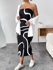 SHEIN Essnce Robe Sans Bretelles Grande Taille Pour Femmes