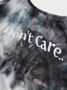 SHEIN Tween Girls Tie Dye Knitted Casual Bodysuit And Round Collar - Multicolor - View 4